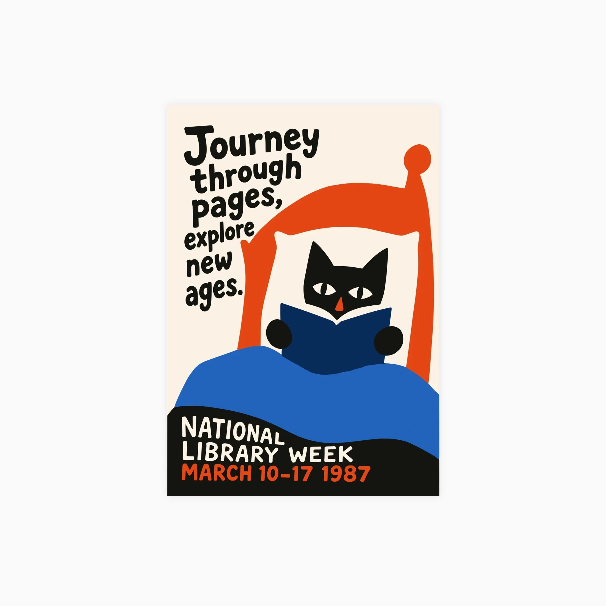 Library Week Reading Cat Poster