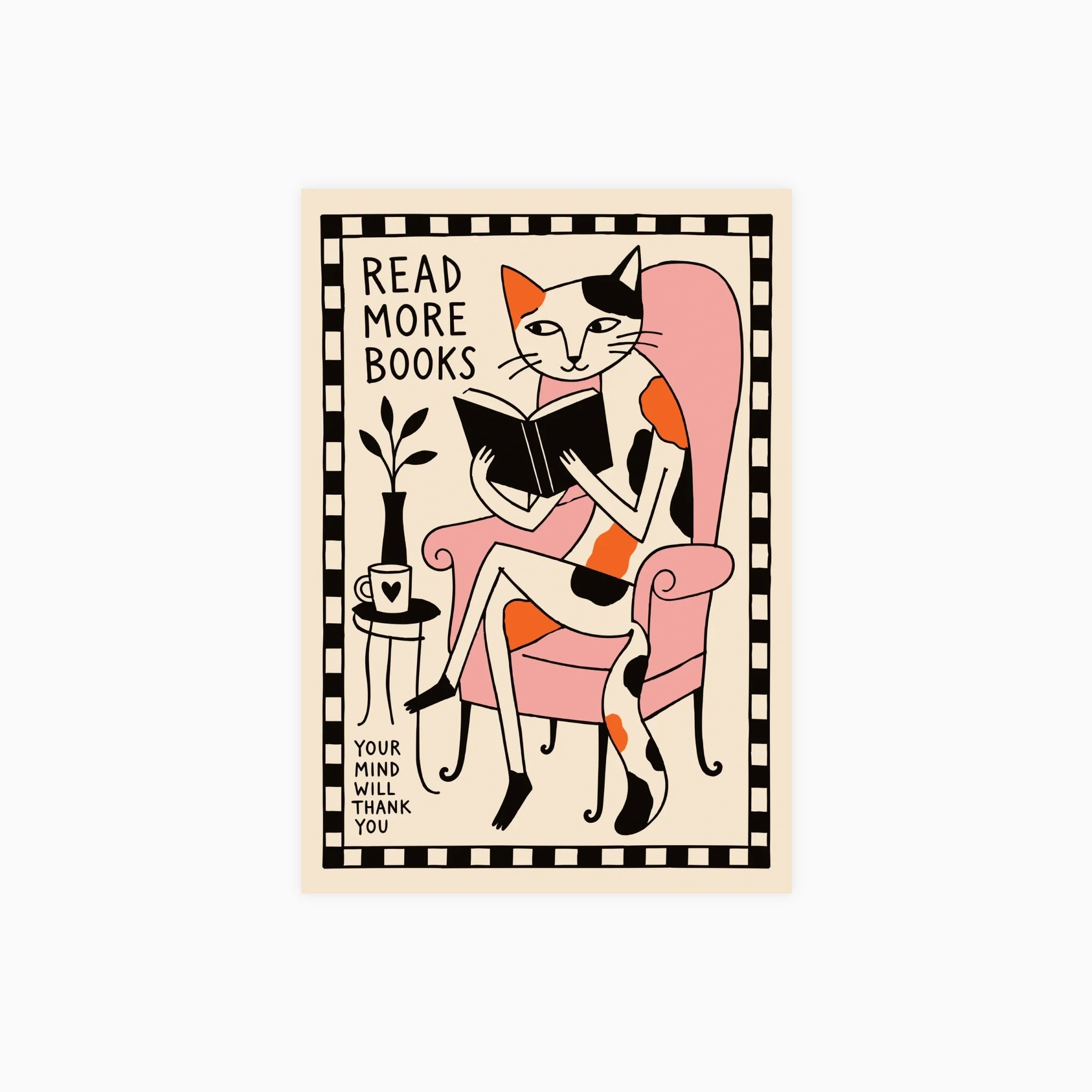 Reading Cat Armchair Poster