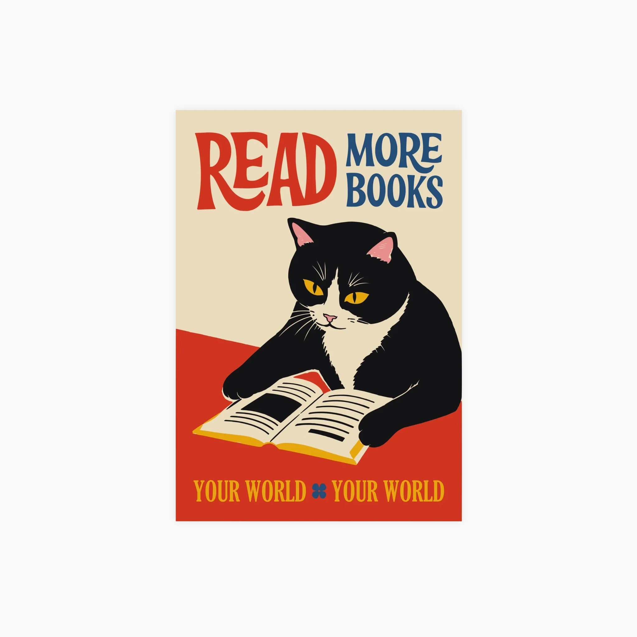 Cat Reading Poster
