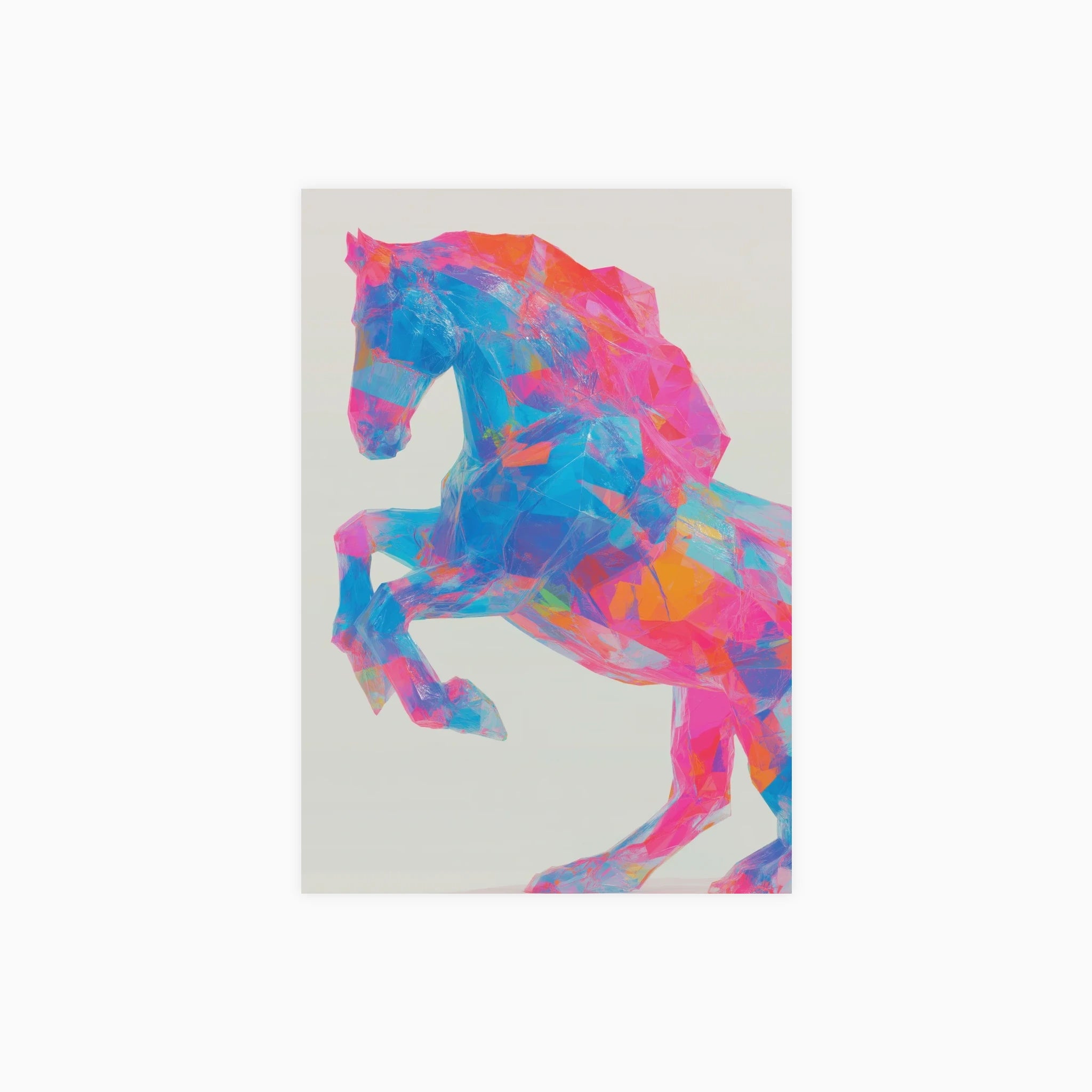 Rearing Horse in Neon Poster