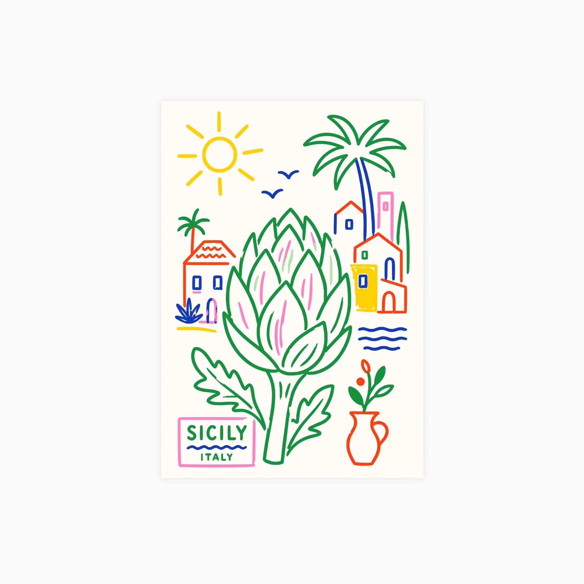 Sicily Artichoke Travel Poster