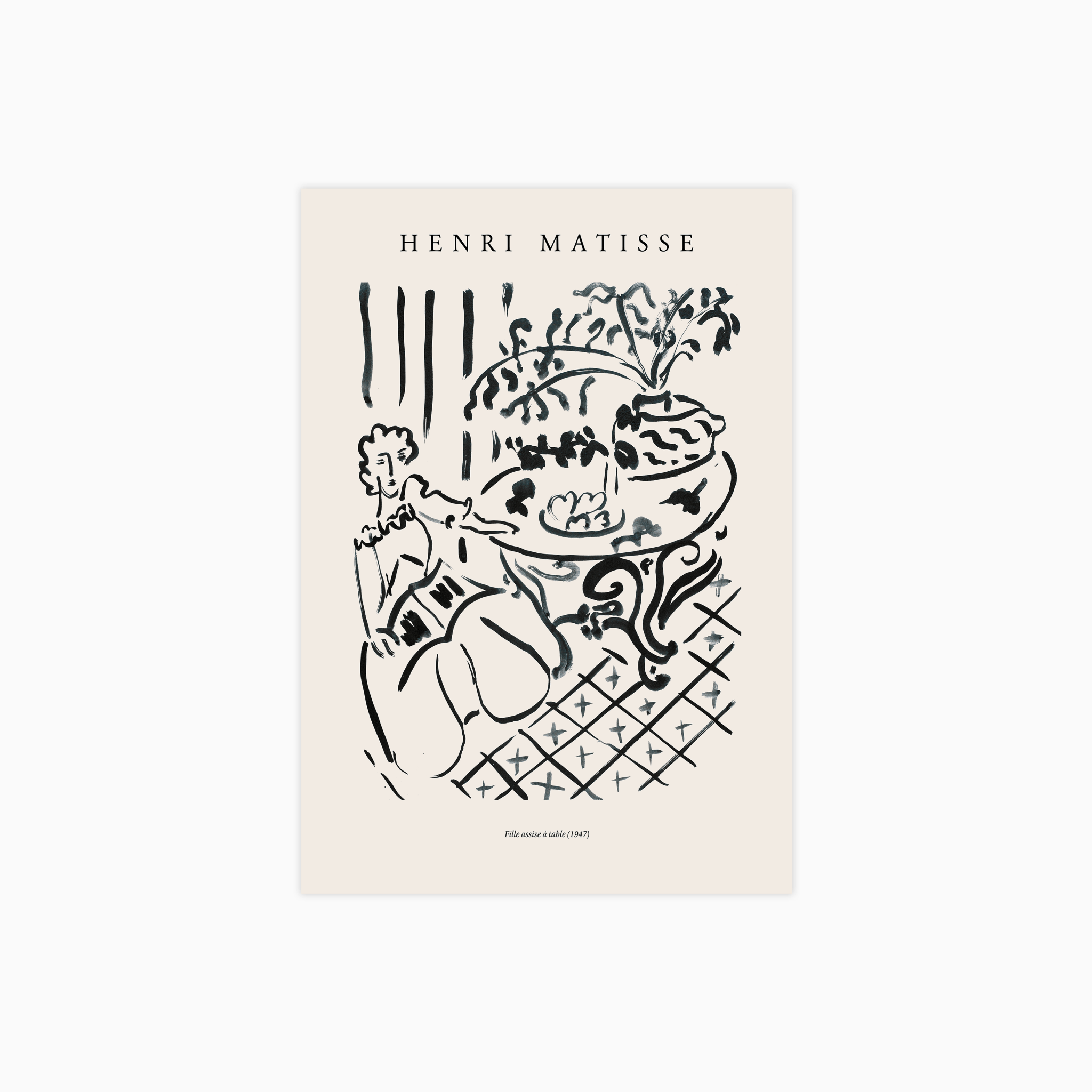 Fille Assise à Table Poster