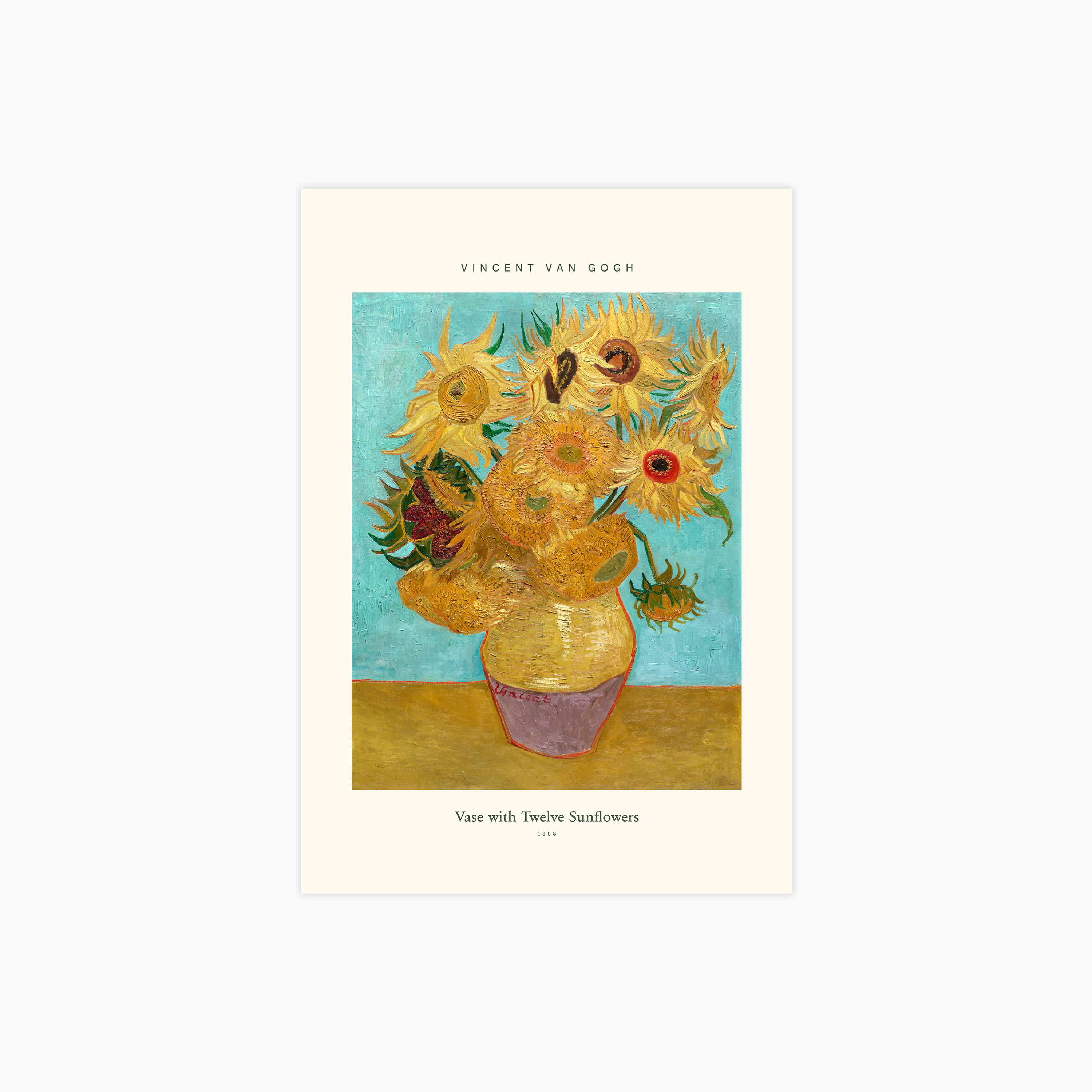 Vase with Twelve Sunflowers Poster