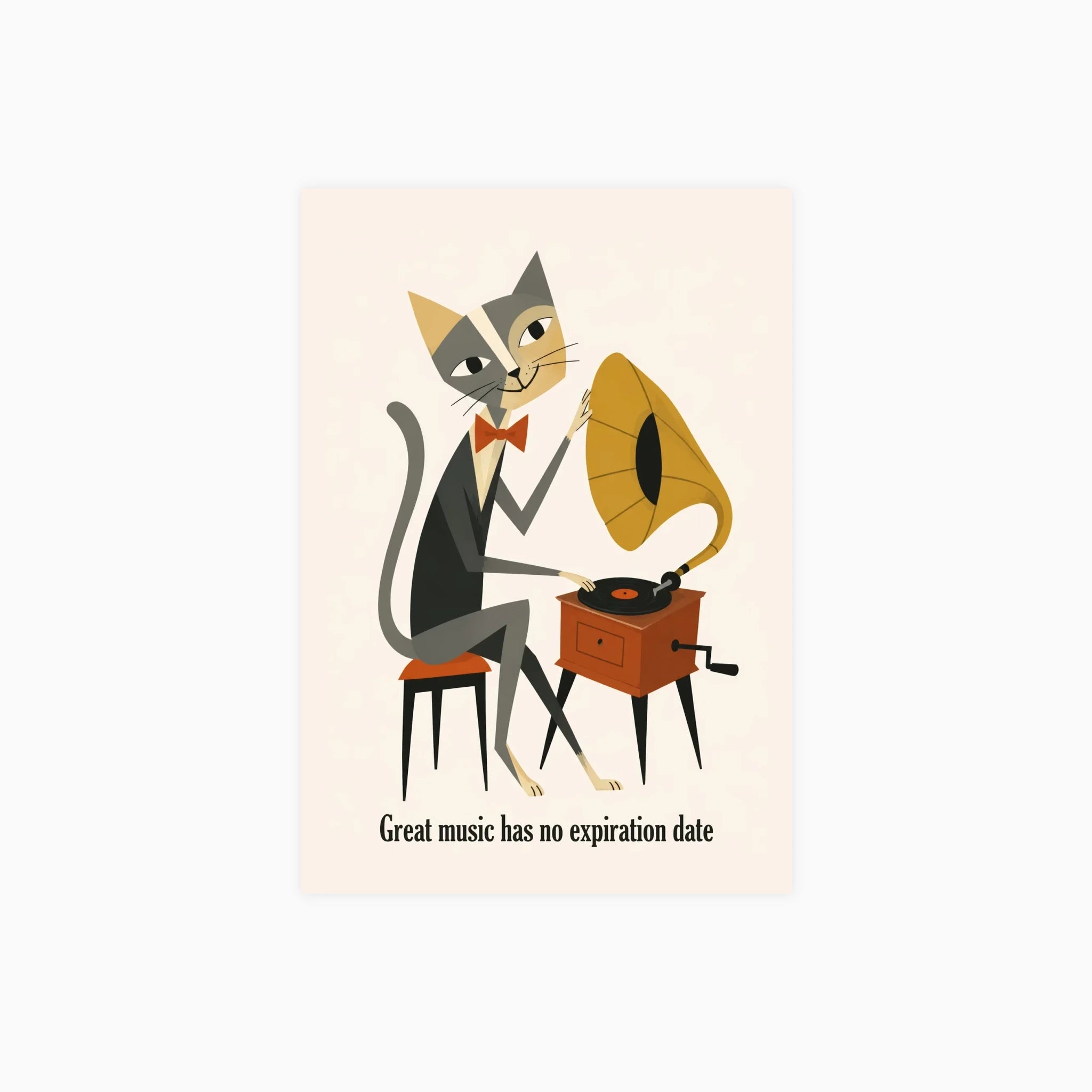 Vintage Cat Gramophone Poster