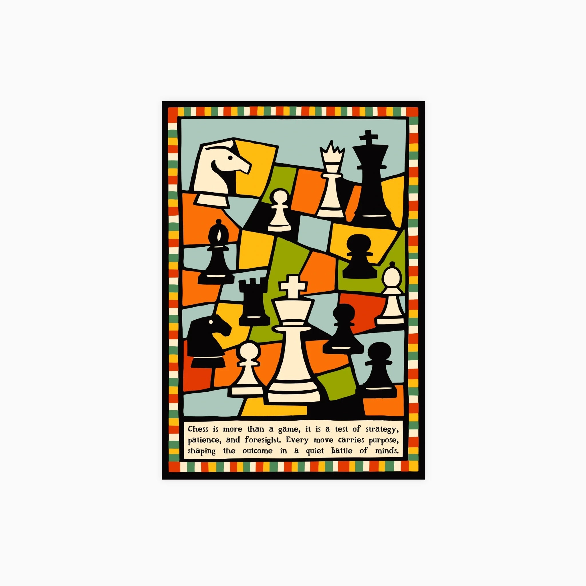 Colorful Chess Pieces Poster