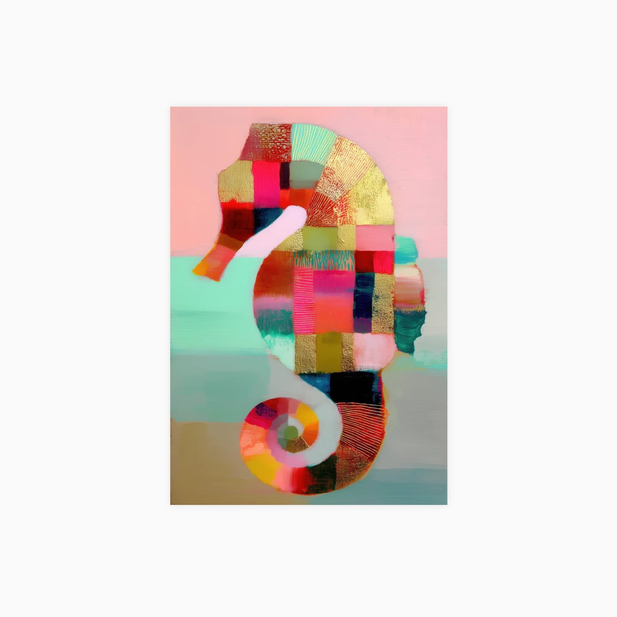 Patchwork Seahorse Poster