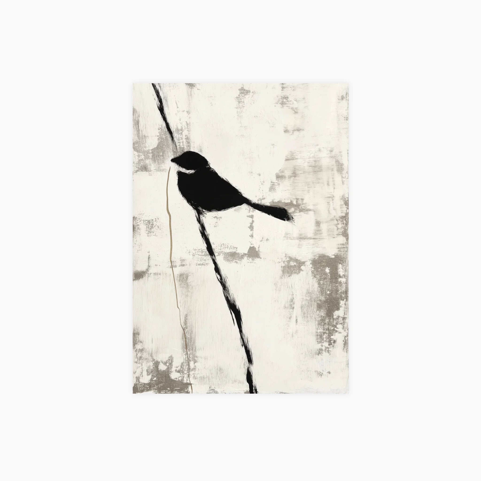 Black Bird on Branch Minimal Poster