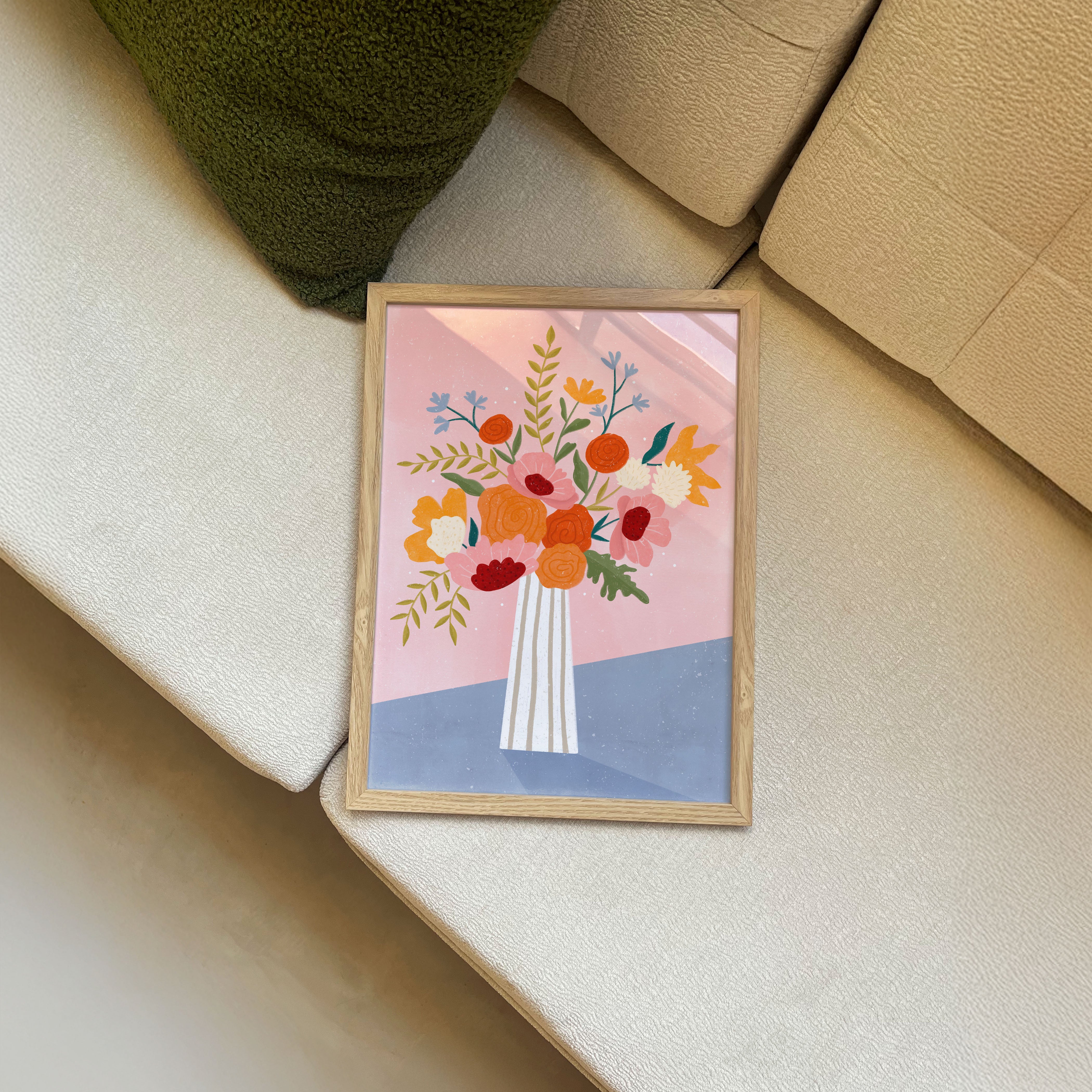 Line Vase with Flowers Plakat