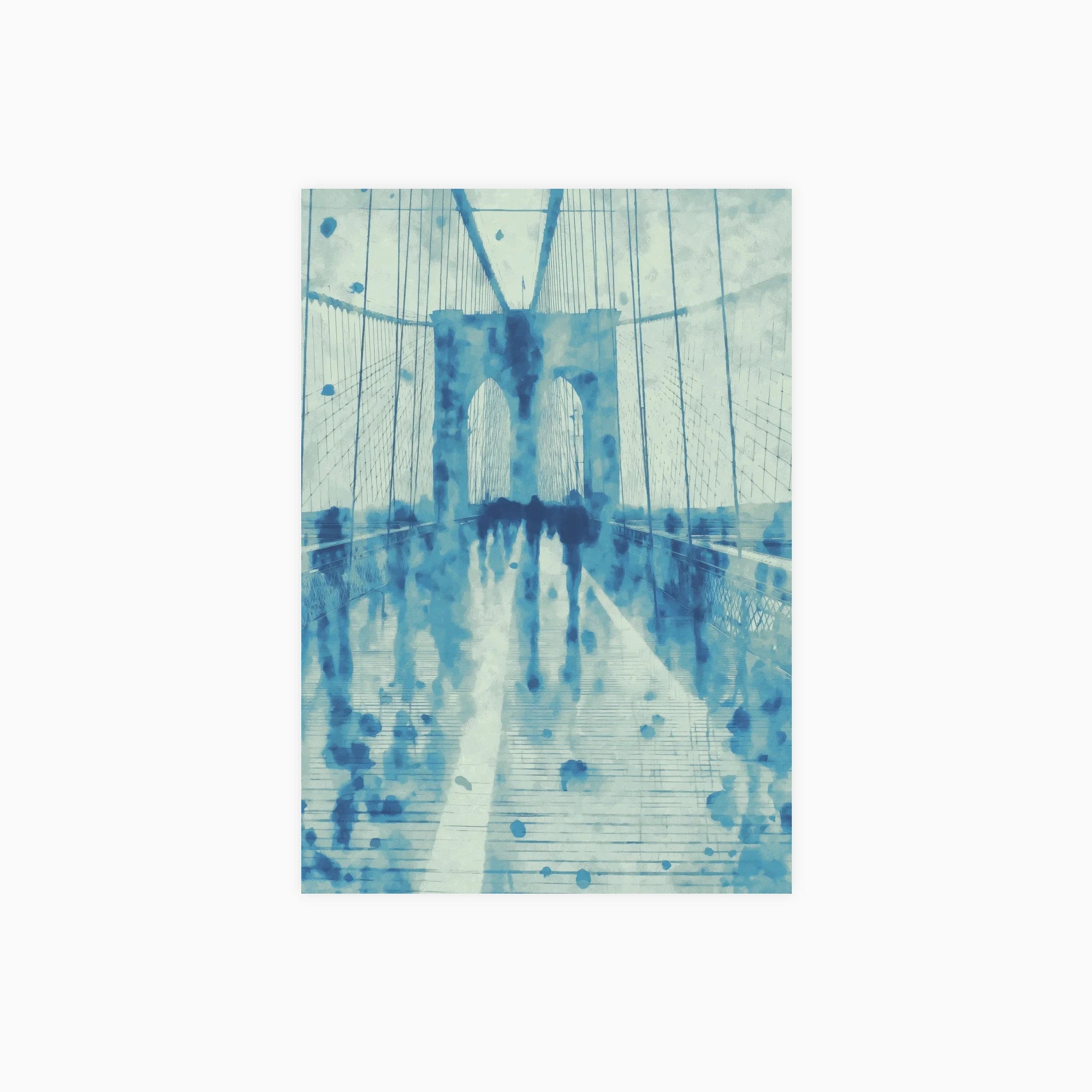Brooklyn Bridge Rain Walk Poster