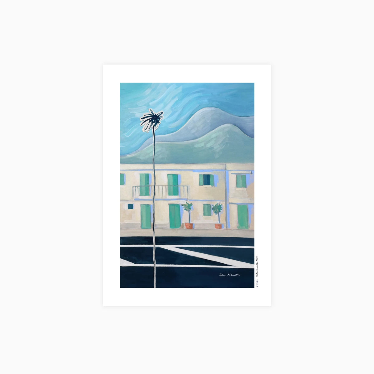 Palm Tree on the Promenade – French Riviera Art Print Poster