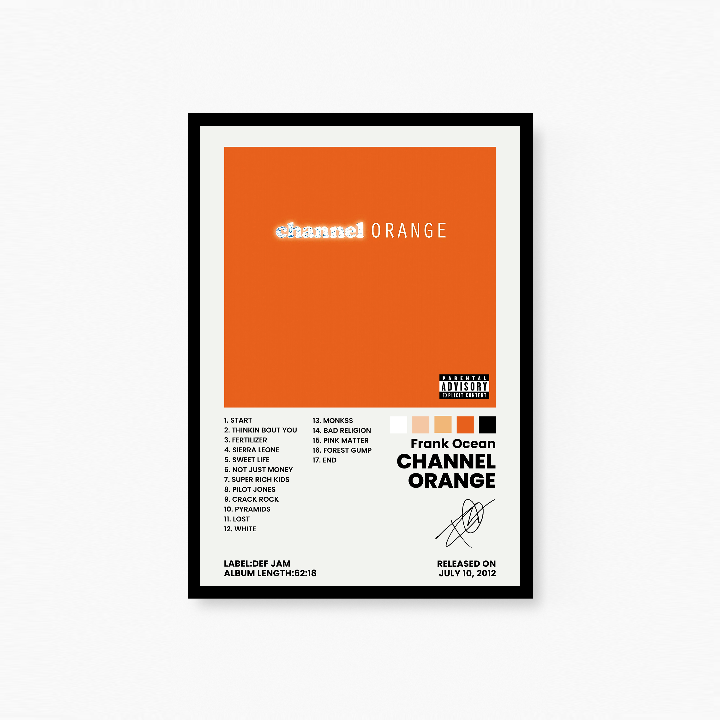 Frank Ocean Channel Orange Plakat