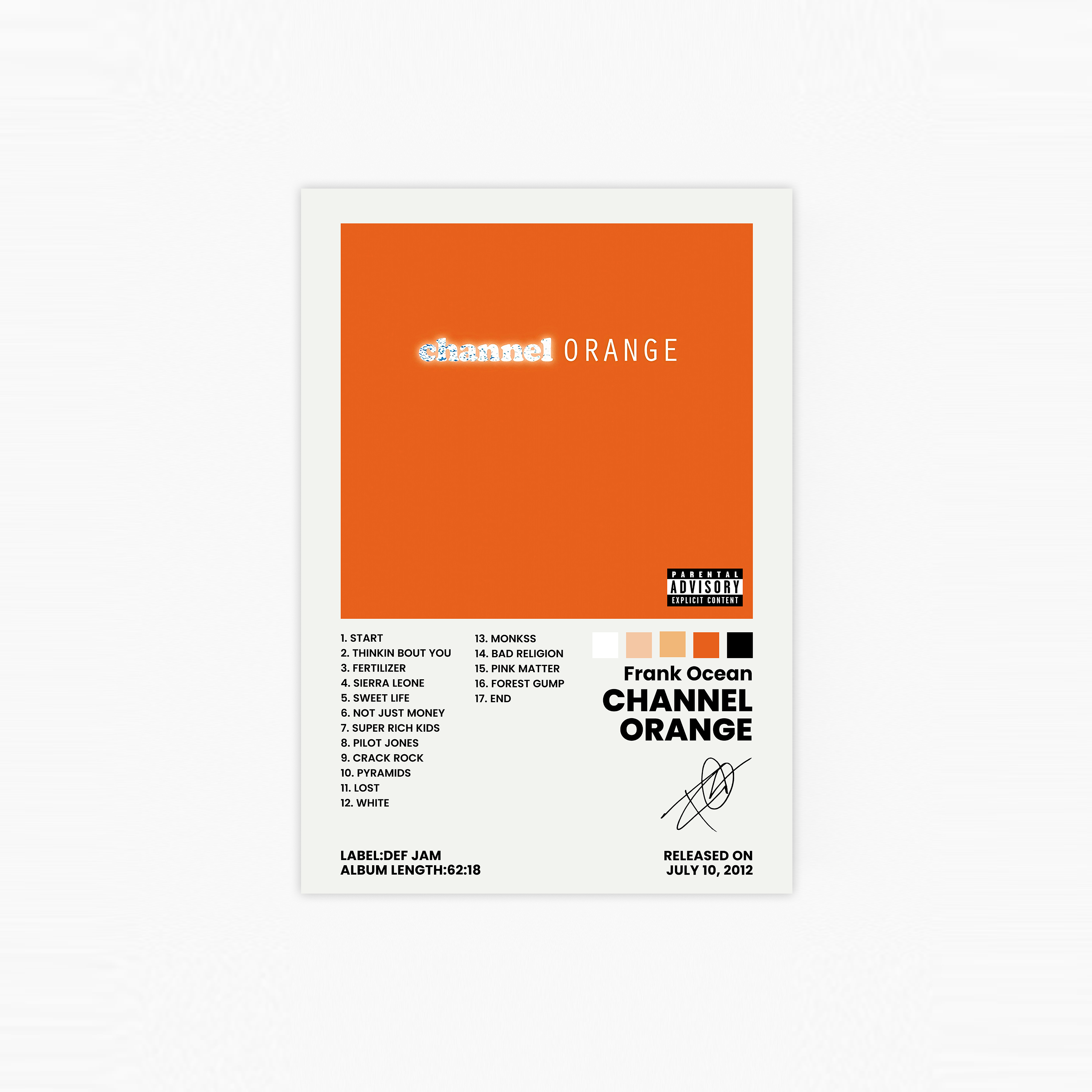 Frank Ocean Channel Orange Plakat