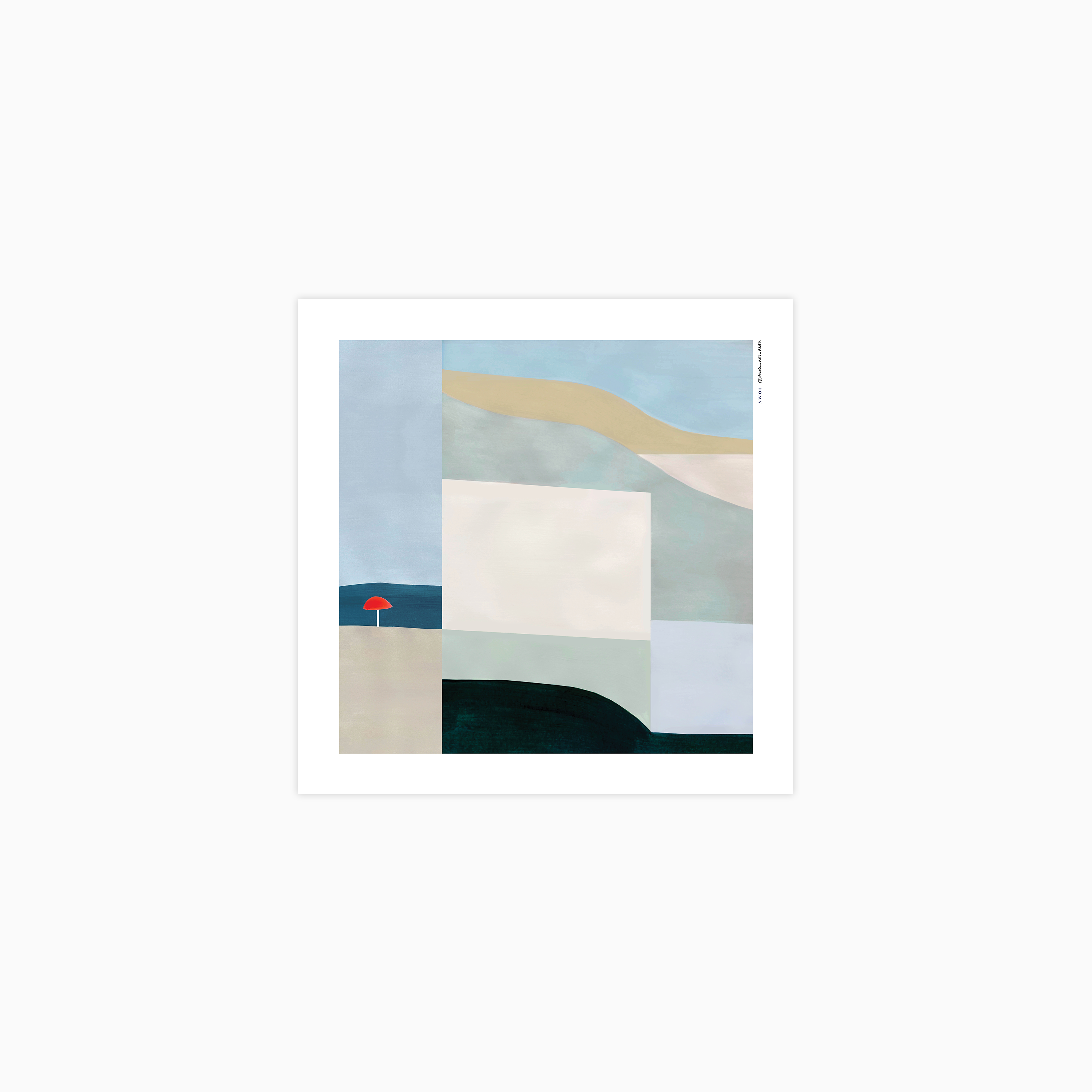 Coastal Summer Abstract – Red Umbrella Poster