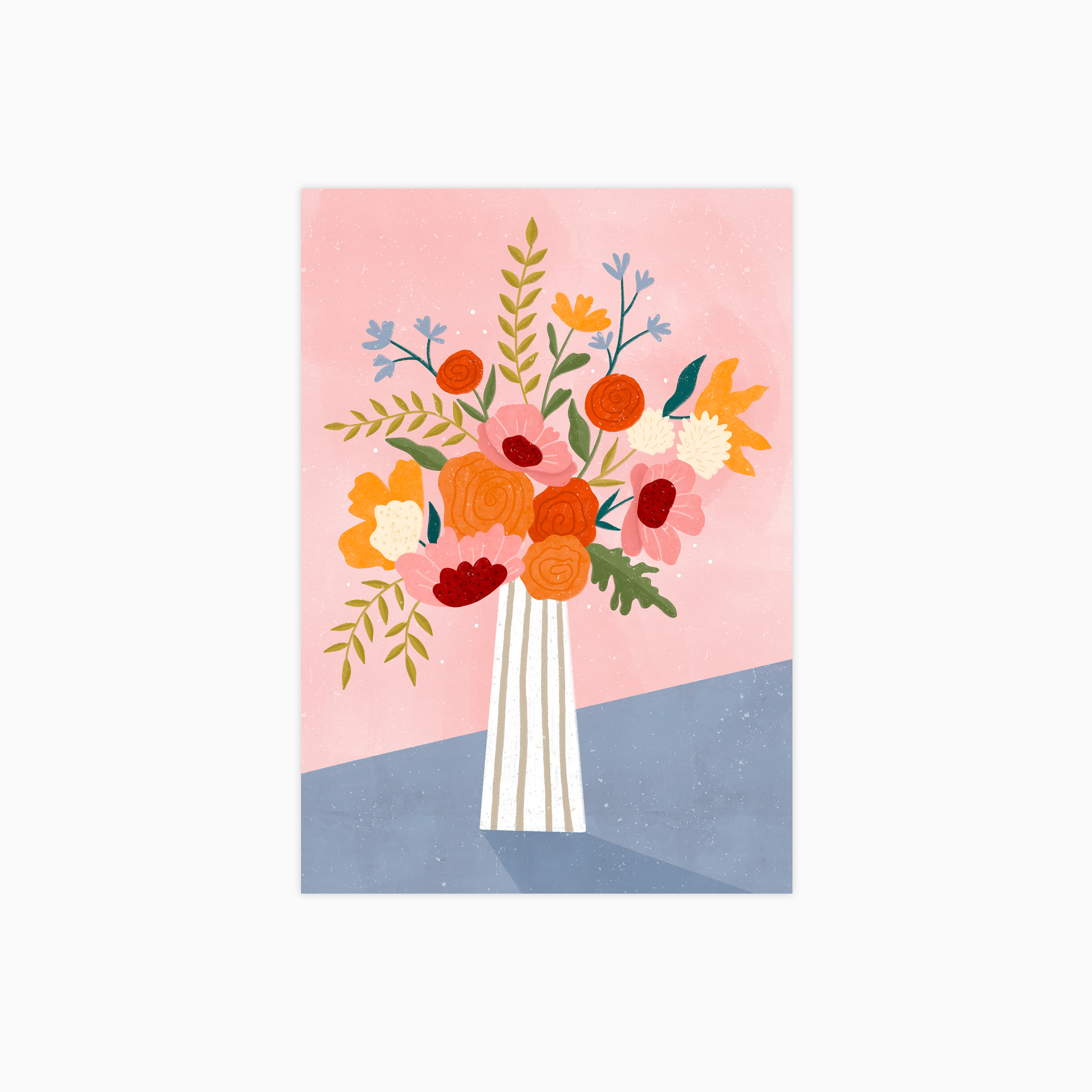 Line Vase with Flowers Plakat