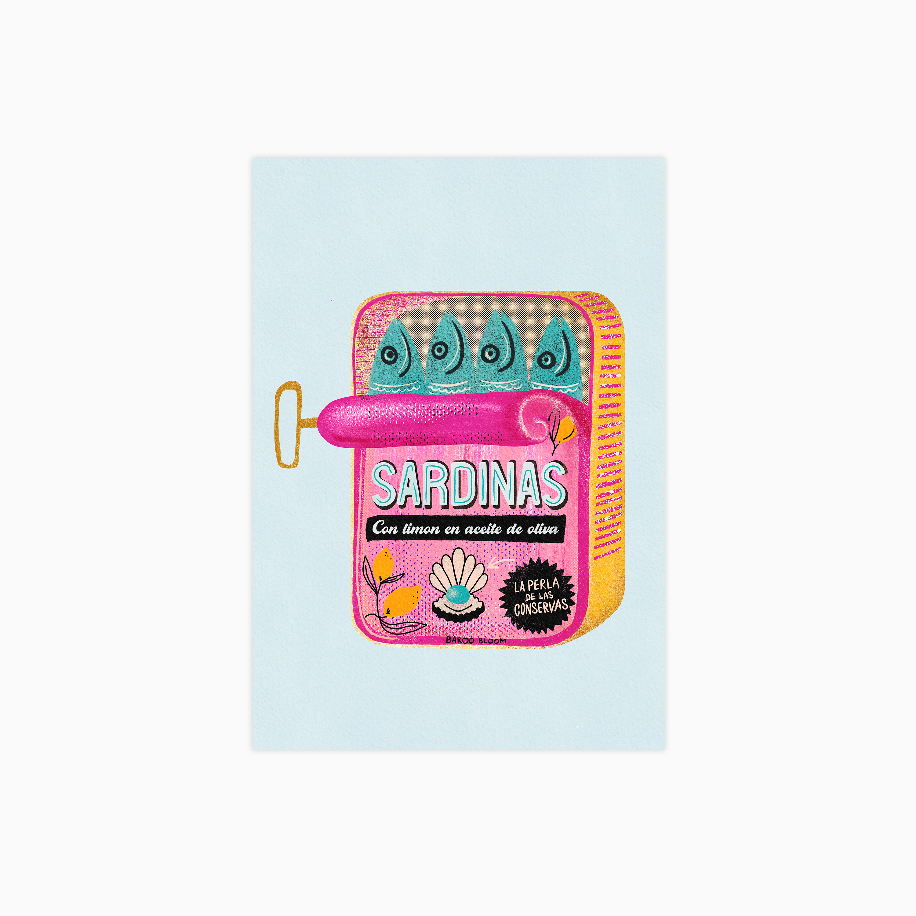 Sardines – Retro Spanish Tin Can Plakat