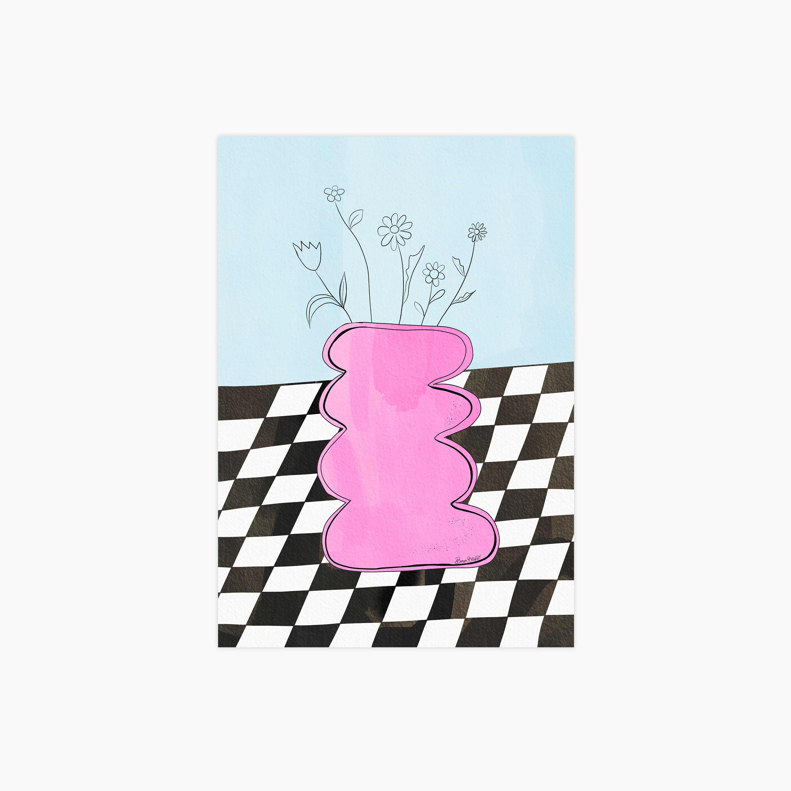 Checkerboard Vase Plakat
