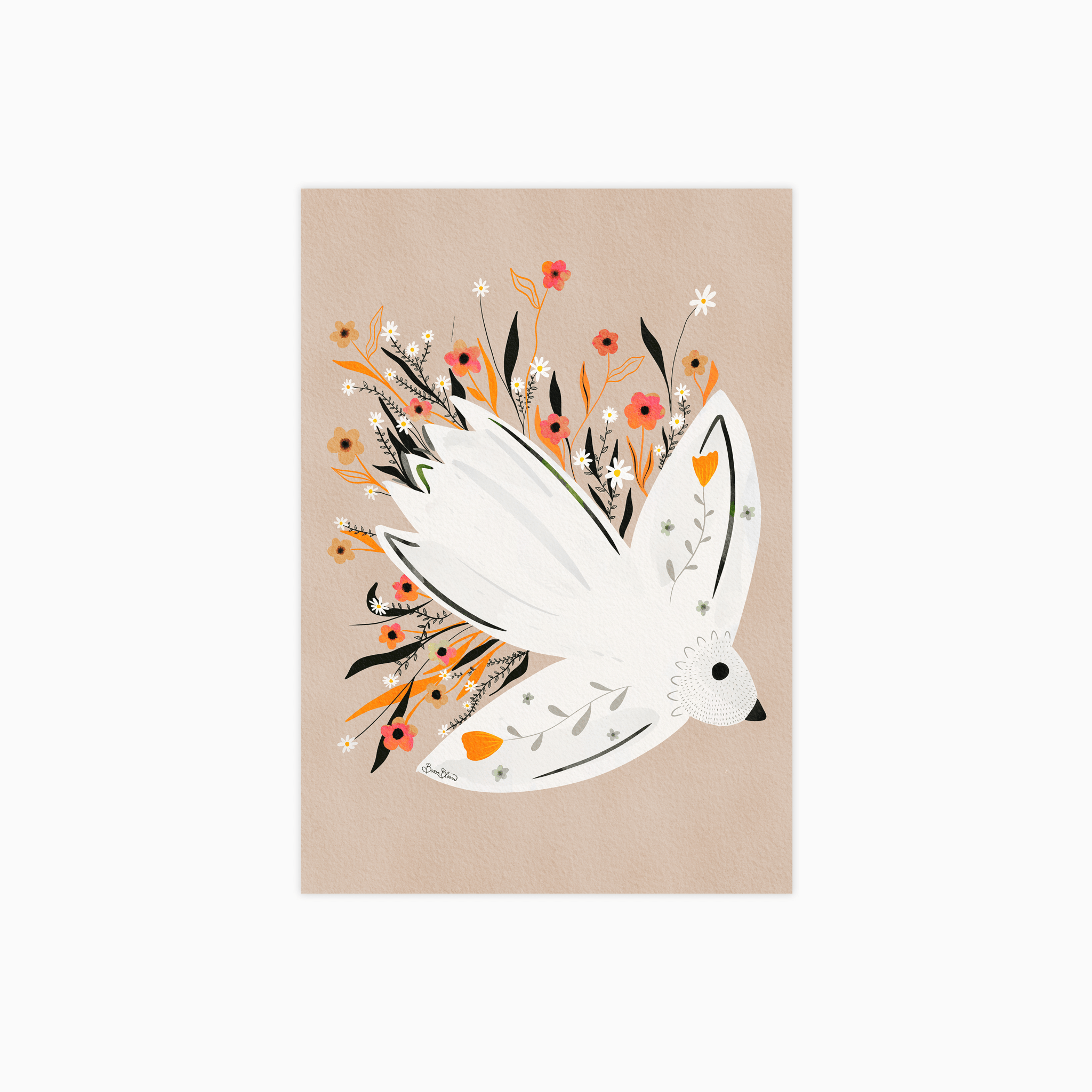 Swallow Bird in Wildflowers Poster