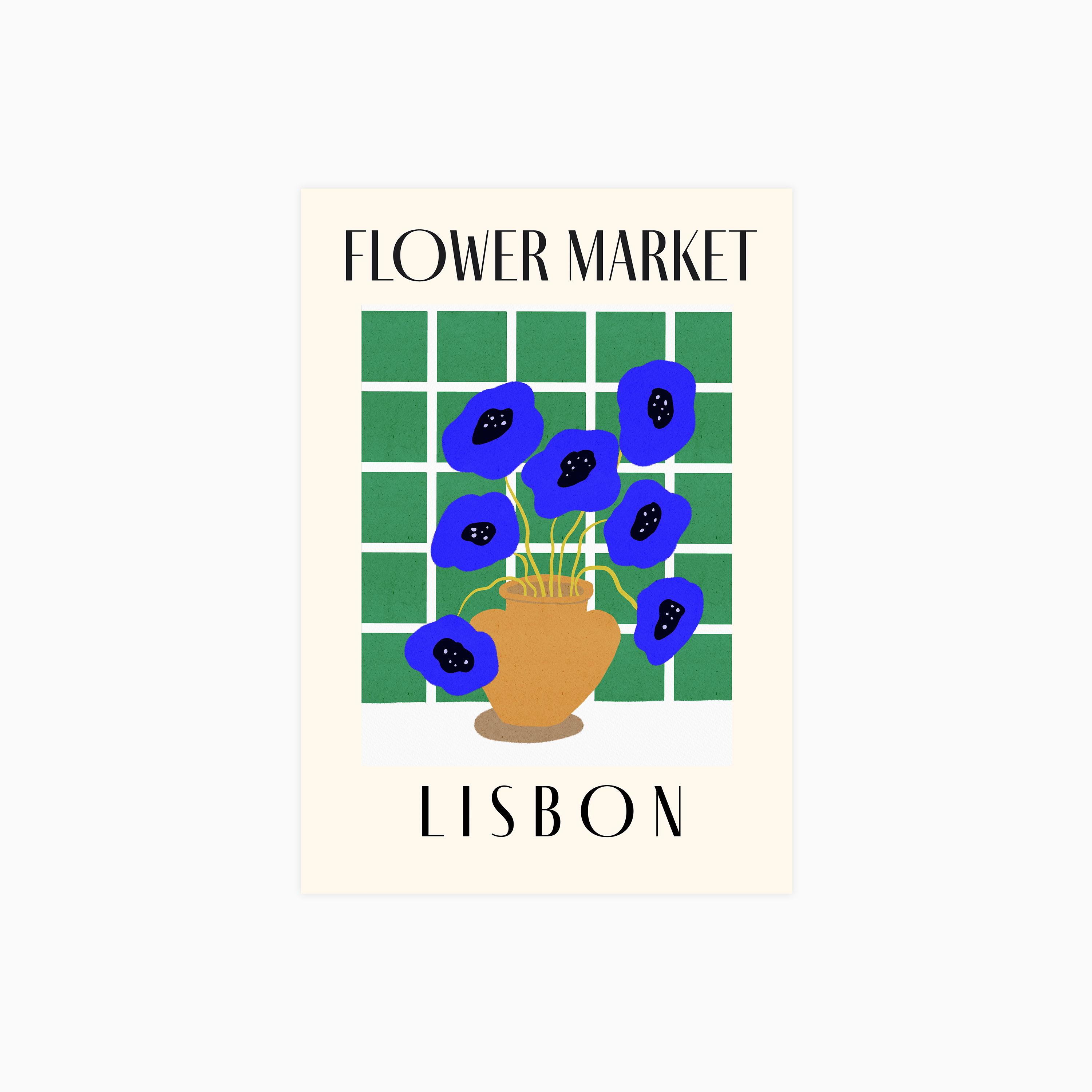 Flower Market Lisbon Portugal Travel Poster